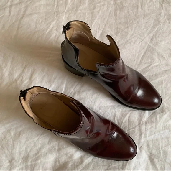 Zara oxblood ankle chunky heel boots (s6) - Picture 3 of 8